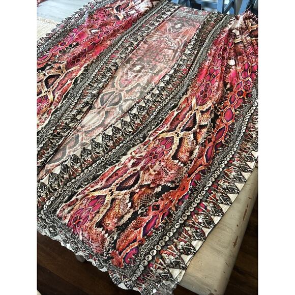 Asa Kaftans Pink Snake Print Kimono Robe Halter Dress w/ Scarf One Size Set - Picture 13 of 16